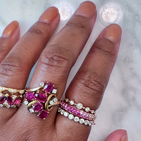 ❤️Host Pick❤️ 14K Retro Natural Ruby Diamond Ring - Elegant Midcentury Vintage - Picture 13 of 14